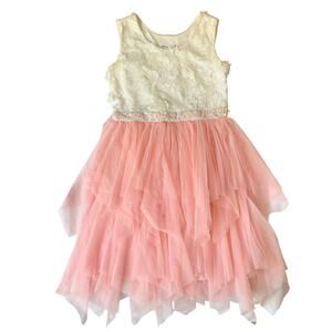 Bonnie Jean Youth Girl Dress size 16 Pink Tutu with White Top Sequin & Flowers